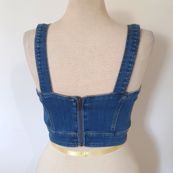 Bardot Size 12 Denim Crop Bustier - Picture 3 of 5